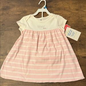 Pink and Cream Striped Baby Dress